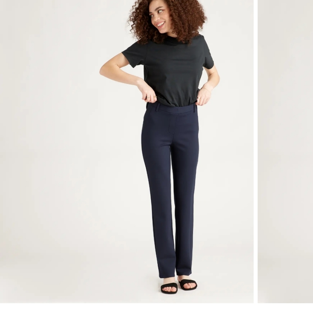 Quince NAVY Ultra Stretch Ponte STRAIGHT LEG Pants in Many Sizes - Picture 1 of 10